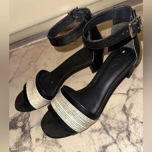 VINCE vero cuoio women’s snake print striped black low block heels 6.5